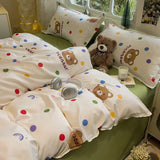 Cifeeo-2025 Spring Bedding Set Cute Dog Bedding Set No Filler Girls Boys Single Queen Size Duvet Cover Flat Sheet Pillowcase Floral Cartoon Home Bed Linens