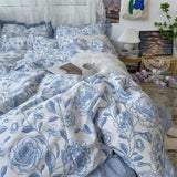 Cifeeo-2025 Spring Bedding Set Korean Style Duvet Cover Set No Filler Fashion Floral Ins Twin Double Queen Size Boys Girls Flat Sheet Pillowcases Bedding Linen