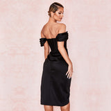 Cifeeo-High Quality Satin Bodycon Dress Women Party Dress 2021 New Arrivals Midi Bodycon Dress Sexy Celebrity Evening Club Dress