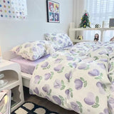 Cifeeo-2025 Spring Bedding Set Floral Korean Style Duvet Cover Set No Filler Pillowcase Flat Sheet Twin Queen Size Boys Grils Romantic Bedding Kit