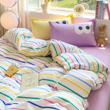 Cifeeo-2025 Spring Bedding Set Classic Plaid Bedding Set 2025 Blue Pink Twin Queen Duvet Cover Flat Sheet Pillowcase No Filler Girl Boys Hotel Home Bed Linens