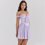Cifeeo-Minigmingxi Summer Holiday Dress 2025 New in Mesh Off The Shoulder Dress Elegant Mini Slim Fiting Fashion Dresses Wholesale