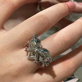 Cifeeo-Vintage Jewelry Y2K Style 1PC Vintage Black Big Cross Open Ring For Women Party Jewelry Men Trendy Gothic Metal Color Finger Ring