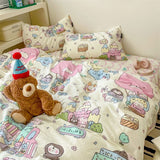 Cifeeo-2025 Spring Bedding Set Cute Cartoon Bedding Set Ins Style Duvet Cover Without Comforter Pillowcases Flat Sheet New Arrival Soft Bed Linens