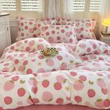 Cifeeo-2025 Spring Bedding Set Simple Leaves Duvet Cover Set Floral Printed with Sheet Pillowcases No Filler Soft Bed Linen Full Queen Size Home Bedding Set