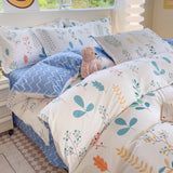 Cifeeo-2025 Spring Bedding Set Simple Leaves Duvet Cover Set Floral Printed with Sheet Pillowcases No Filler Soft Bed Linen Full Queen Size Home Bedding Set