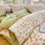 Cifeeo-2025 Spring Bedding Set Romantic Floral Duvet Cover Set Ins Style with Flat Sheet Pillowcase No Filler Single Queen Size Home Decor Bed Linens