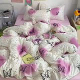 Cifeeo-2025 Spring Bedding Set Cute Kids Duvet Cover Pillowcase Flat Sheet Kit No Filling Rabbit Flowers Panda Single Queen Size Bedding Set for Girls Boy Gift