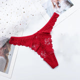 Cifeeo-Lace Panties Women Low-Waist Sexy Breathable Sexy See-Through Thongs Briefs Embroidery Crotch Hollow Underwear Female Underwear