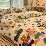 Cifeeo-2025 Spring Bedding Set Kawaii Cartoon Bedding Set No Filling New Arrival Soft Boys Girls Single Double Duvet Cover Flat Sheet Pillowcase Kit