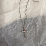 Cifeeo-Vintage Jewelry Y2K Style Love Heart Cross Pendant Necklace For Women Men Personality VintageThin Chain Choker Necklaces Jewelry