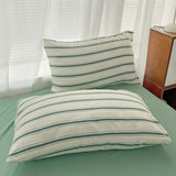 Cifeeo-Green Stripe Series Printed Soft Bedding Set Duvet Cover Bedclothes Bedspread Pillowcases Flat Sheets Comforter Sets for Girls