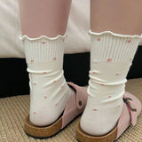 Cifeeo-Polka Dot Socks Feminina Ruffles Autumn Womans Ankle Socks Korean Style Kawaii Cute Stockings Thin Harajuku Japanese Tights 2024