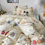 Cifeeo-2025 Spring Bedding Set Cute Dinosaur Bedding Set Ins Style Boys Girls Duvet Cover No Filler Pillowcases Flat Sheet Single Queen Size New Bed Linens