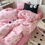 Cifeeo-2025 Spring Bedding Set Kawaii Cartoon Bedding Set No Filling New Arrival Soft Boys Girls Single Double Duvet Cover Flat Sheet Pillowcase Kit