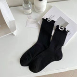 Cifeeo-Ruffles Socks Feminina Patchwork Womans Ankle Socks Korean Style Kawaii Harajuku Cute Stockings Autumn Thin Japanese Tights 2024