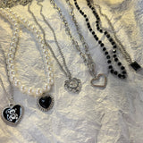 Cifeeo-Vintage Jewelry Y2K Style New Vintage Link Chain Heart Pendant Necklace Female Women's 2024 Fashion Pearl Necklace for Woman Jewelry Gift