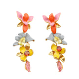 Cifeeo-vintage Valentines Gift European and American Style KS High-quality Color Glaze Design Super Shiny Zircon Inlay Sweet Fresh Flower Shape Earrings-Mom's Gift