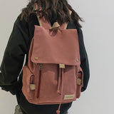 Cifeeo-back to school gifts 2025 Women's Fashion Beige Canvas Backpack Men's Contrast Travel Bag College Girl's Schoolbag Laptop Bag Student Mochila New