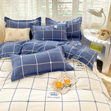 Cifeeo-2025 Spring Bedding Set Ins Orange Checkerboard Duvet Cover Flat Sheet Pillowcases Twin Full Double Size Pink Blue Bedding Set Home Decor For Kids Adult