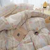 Cifeeo-2025 Spring Bedding Set Korean Style Duvet Cover Set with Zipper Flat Sheet Pillowcases No Filler Girl Bed Linen Single Full Queen Size Bedding Set