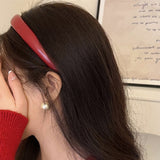 Cifeeo-Vintage Jewelry Y2K Style Vintage Pu Headbands Red Color Hairbands For Women Hair Accessories Girls Fashion Headwear