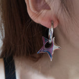 Cifeeo-Vintage Jewelry Y2K Style Large Stainless Steel Exaggerated Pentagram Irregular Hoop Earring For Men Hip-hop Punk Party Jewelry