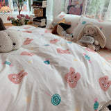 Cifeeo-2025 Spring Bedding Set Fashion Duvet Cover Set Korean Ins Style 2025 New Flat Sheet Pillowcase No Filler Kids Adult Bedding Kit Twin Queen Bed Linen