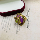 Cifeeo-vintage Valentines Gift European and American Fashion Trend Vintage Three-dimensional Cute Purple Bee Shaped Ring Earrings Wholesale Free Delivery-Mom's Gift