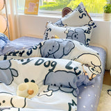 Cifeeo-2025 Spring Bedding Set Lucky Dog Bedding Set Cute Cartoon No Filler Twin Full Size Duvet Cover Flat Sheet Pillowcase Fashion Girls Boys New Bed Linen