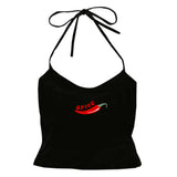 Cifeeo-Vintage vintage Streetwear Aesthetic Harajuku Women Sleeveless Halter Camisole Trendy Hip Hop Rock Y2K Geometric Graphic Print Slim tops