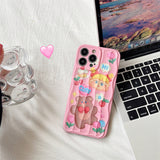 Cifeeo-gifts Cute Pink Oil Painting Bear Phone Case