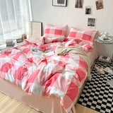 Cifeeo-Striped Plaid Series Bedding Comforter sets Duvet Cover bedsheets set with Pillowcase Bedding Linens Set for Queen/King Bed