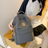 Cifeeo-back to school gifts 2025 Fashion Solid Color Women Backpack Female Kawaii Nylon Travel Bag Korean Portable Schoolbag for Girl Student Cute Bookbag