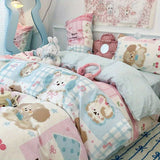 Cifeeo-2025 Spring Bedding Set Cute Dinosaur Bedding Set Hot Sale Ins Single Queen Size Duvet Cover No Filler Flat Sheet Pillowcase Home Hotel Bed Linens