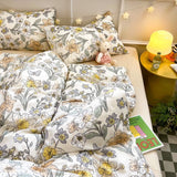 Cifeeo-2025 Spring Bedding Set Fashion Floral Bedding Set No Filler Ins New Full Queen Size Comforter Duvet Cover Flat Sheet Pillowcase 2025 Girls Bed Linens