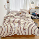 Cifeeo-INS Stripe Series Printed Soft Bedding Set Duvet Cover Bedclothes Bedspread Pillowcases Flat Sheets Comforter Sets for Girls