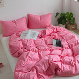 Cifeeo-INS Pink Series Duvet Cover set Pillow Case Bed Sheet Solid Color Quilt Covers Boy Kid Teen Girl Bedding Linens Set King Queen