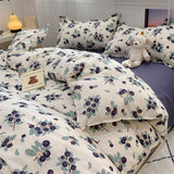 Cifeeo-2025 Spring Bedding Set White Green Bedding Set Floral Ins Duvet Cover with Zipper No Filler Flat Sheet Pillowcase Twin Queen Size Bed Linens