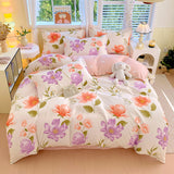 Cifeeo-2025 Spring Bedding Set Ins Simple Bedding Set No Filler New Floral Duvet Cover Pillowcase Flat Sheet Skin-friendly Pink Green Home Comforter Cover