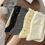 Cifeeo-Polka Dot Socks Feminina Ruffles Autumn Womans Ankle Socks Korean Style Kawaii Cute Stockings Thin Harajuku Japanese Tights 2024