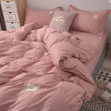 Cifeeo-2025 Spring Bedding Set Nordic Bedding Set Simple Flat Sheets Duvet Quilt Cover Pillowcase Bed Linen for Single Queen Full Size Solid Home Textiles