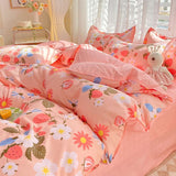 Cifeeo-2025 Spring Bedding Set Cute Carrot Duvet Cover Set with Zipper Kids Kawaii Flat Sheet Pillowcases No Filler Twin Queen Size Girls Boys Gift Bedding Set