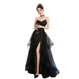 Cifeeo-nye outfits Women's Evening Dresses Slim Off The Shoulder Sleeveless Black Sequin Banquet Long Skirt Arabic Party Dress for Women Vestidos-back to school dress 2025