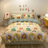 Cifeeo-2025 Spring Bedding Set Kawaii Kids Bedding Set Soft Cotton Flat Fitted Sheet Duvet Cover Pillowcases Single Queen Cartoon Boy Girls Dormitory Bed Linen