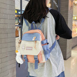 Cifeeo-back to school gifts Mini Women's Backpack Small Girls' Contrasting Color School Bag Waterproof Nylon Fabric Japanese Casual Girl Schoolbag Female