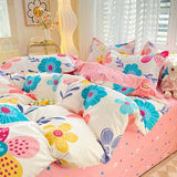 Cifeeo-2025 Spring Bedding Set Cute Carrot Duvet Cover Set with Zipper Kids Kawaii Flat Sheet Pillowcases No Filler Twin Queen Size Girls Boys Gift Bedding Set