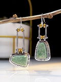 CIFEEO- Vintage Green Gemstone Geometric Earrings 	 AH223