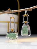 CIFEEO- Vintage Green Gemstone Geometric Earrings 	 AH223