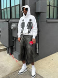 Cifeeo-Vintage Hip-hop street style men's and women hooded sweatshirts fashionable American retro Harajuku geometric pattern printed sweatshirt